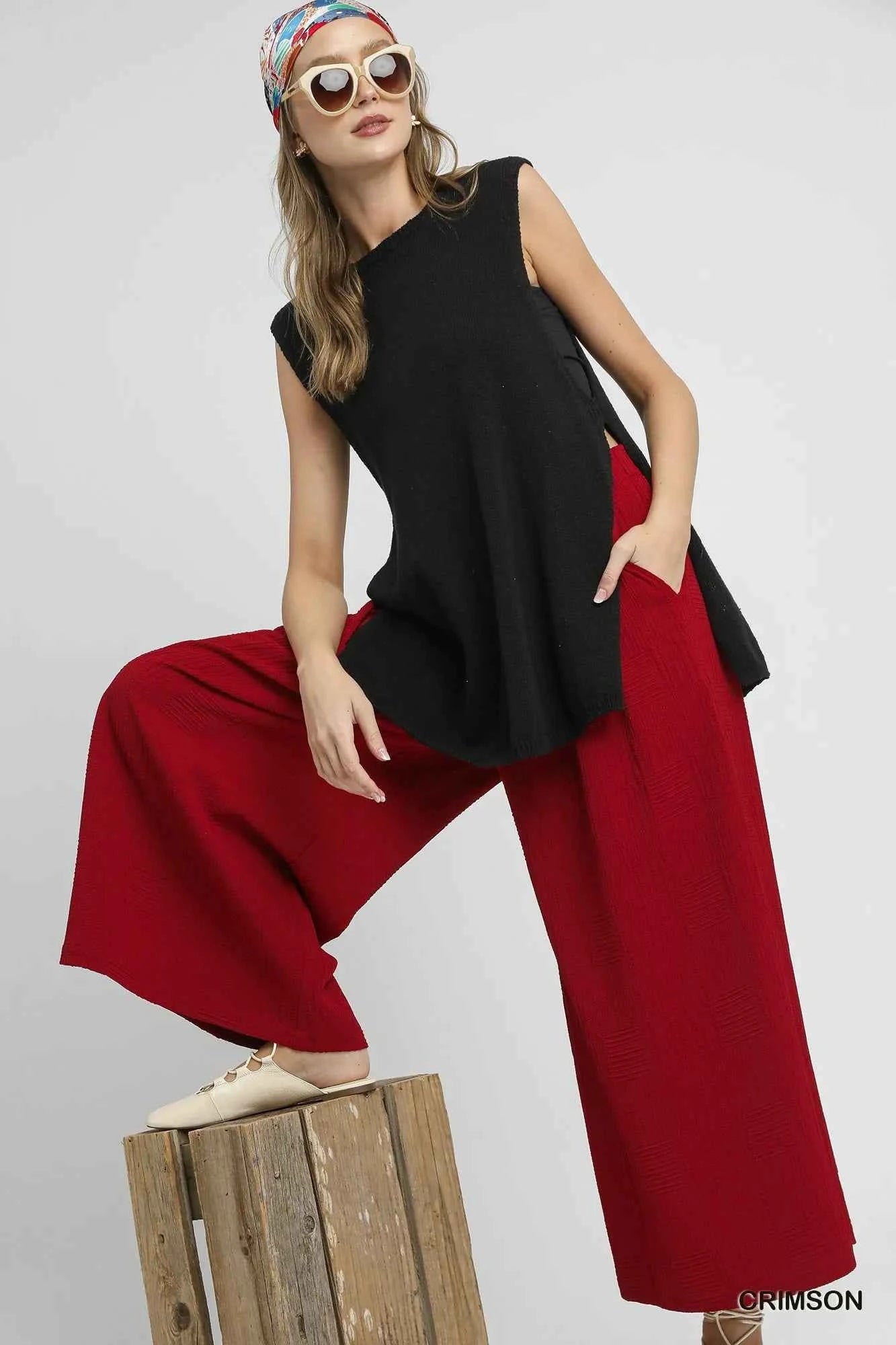 Umgee Elastic Waist Wide Leg Pants 020ea6a7-606b-4040-a5d2-e0dadf8cf2d9-Max-Origin