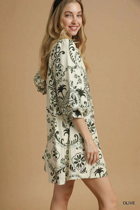 Boho Printed Balloon Sleeve Mini Dress 0214e456-45c1-4bb0-9a4b-82af51f30fd6-Max-Origin