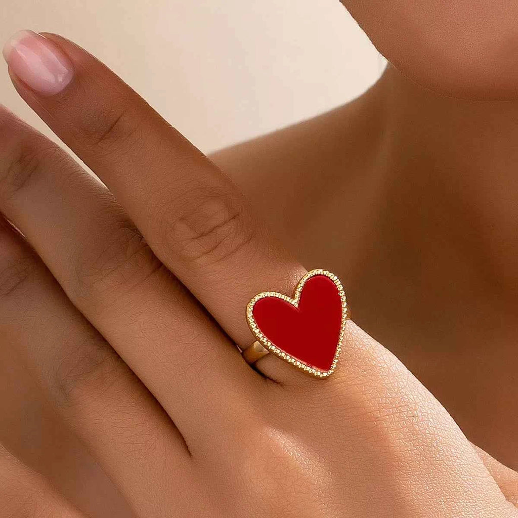 18K Gold-Plated Heart-Shaped Ring Red onesize 023cb874-6326-4b8d-8364-f151c517bffb-Max-Origin