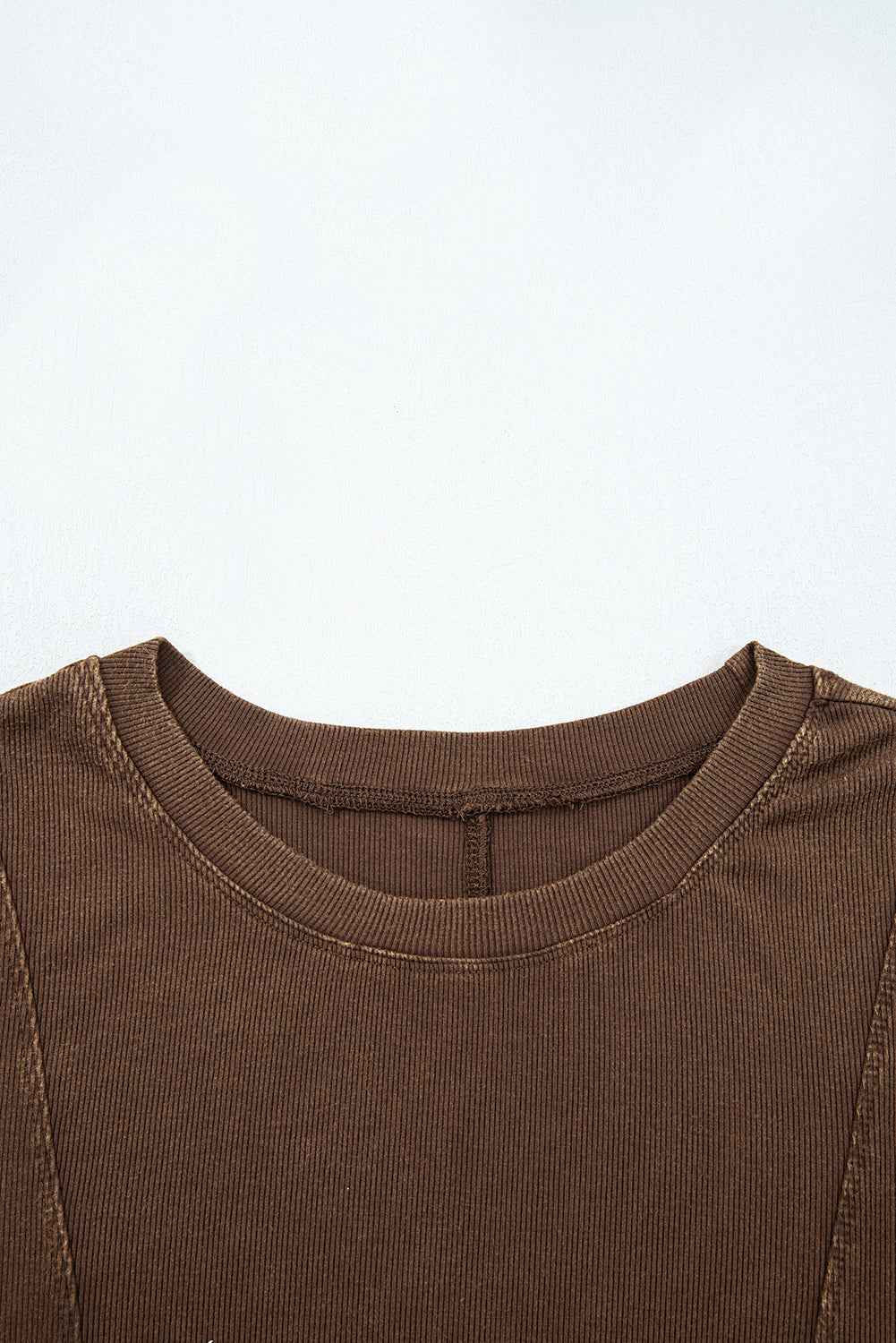 Burgundy Exposed Seam Ribbed Long Sleeve Top 023fdaea8f05fa41