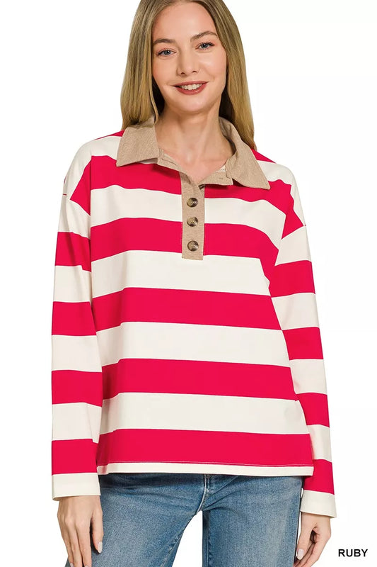 Striped Contrast Collar o Top RUBY 0250dc7d02304a298044bf4df2cc222d-Max-Origin