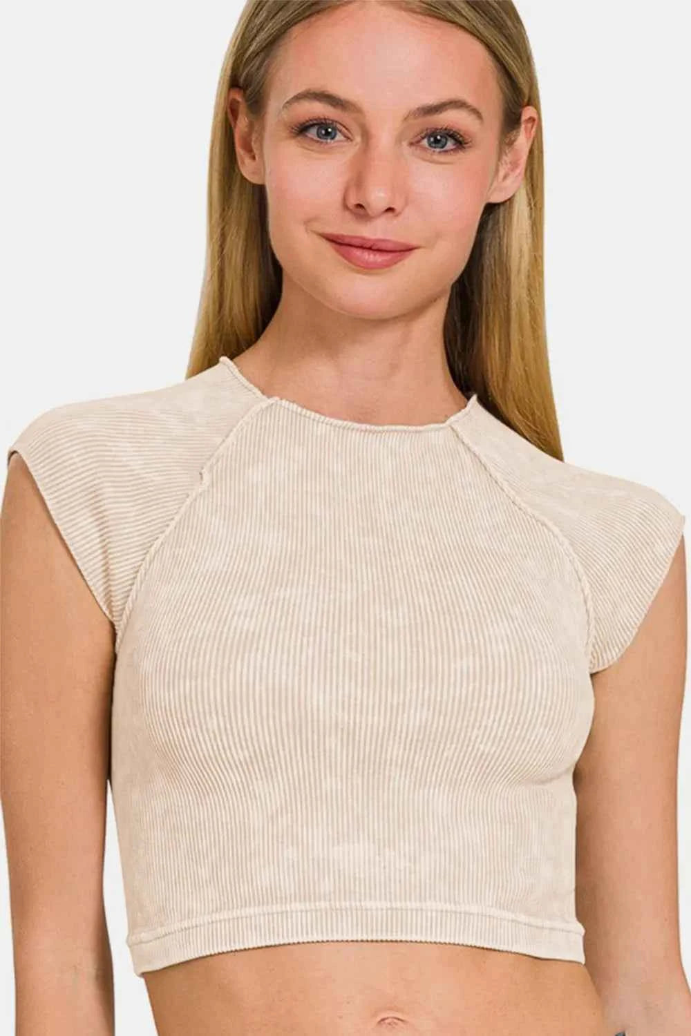 Zenana Ribbed Round Neck Cropped Top 02543de9-5b0a-4fe1-be09-38b81ee1c39d-Max