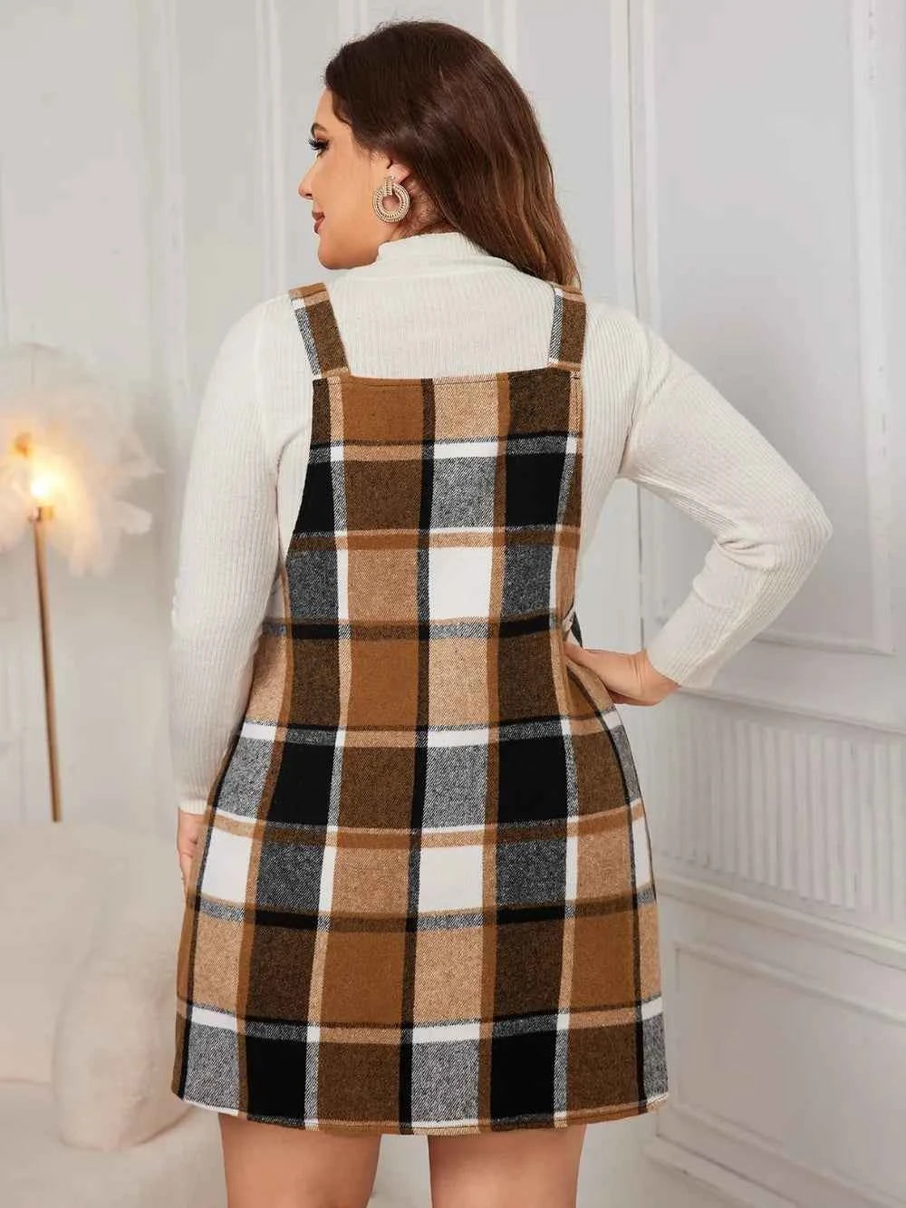Honey Plus Size Plaid Wide Strap Overall Dress 025877d5-de86-42c4-b21b-2c5e16d2e44e-Max