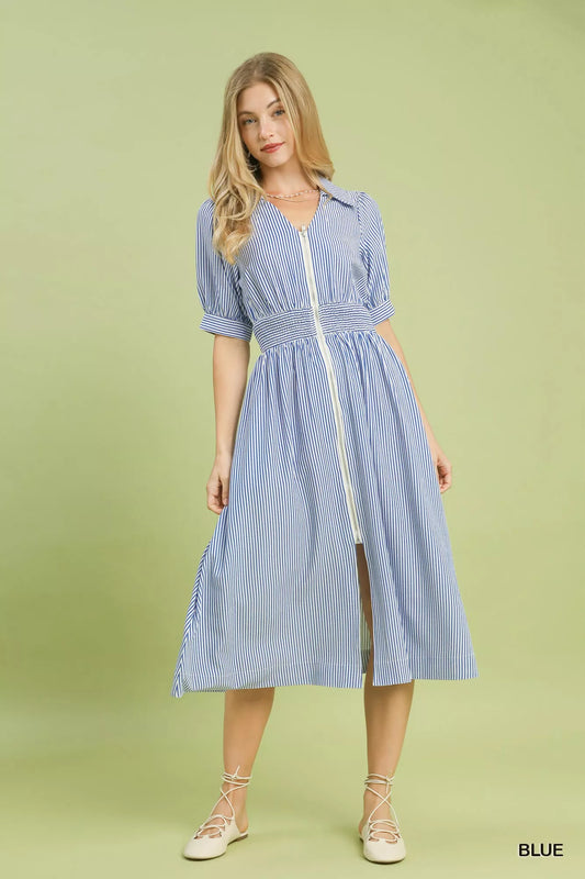 Striped Midi Dress with Front Zipper 025d23a7-ac4c-4c4b-a7a7-d831cc5236e5-Max-Origin