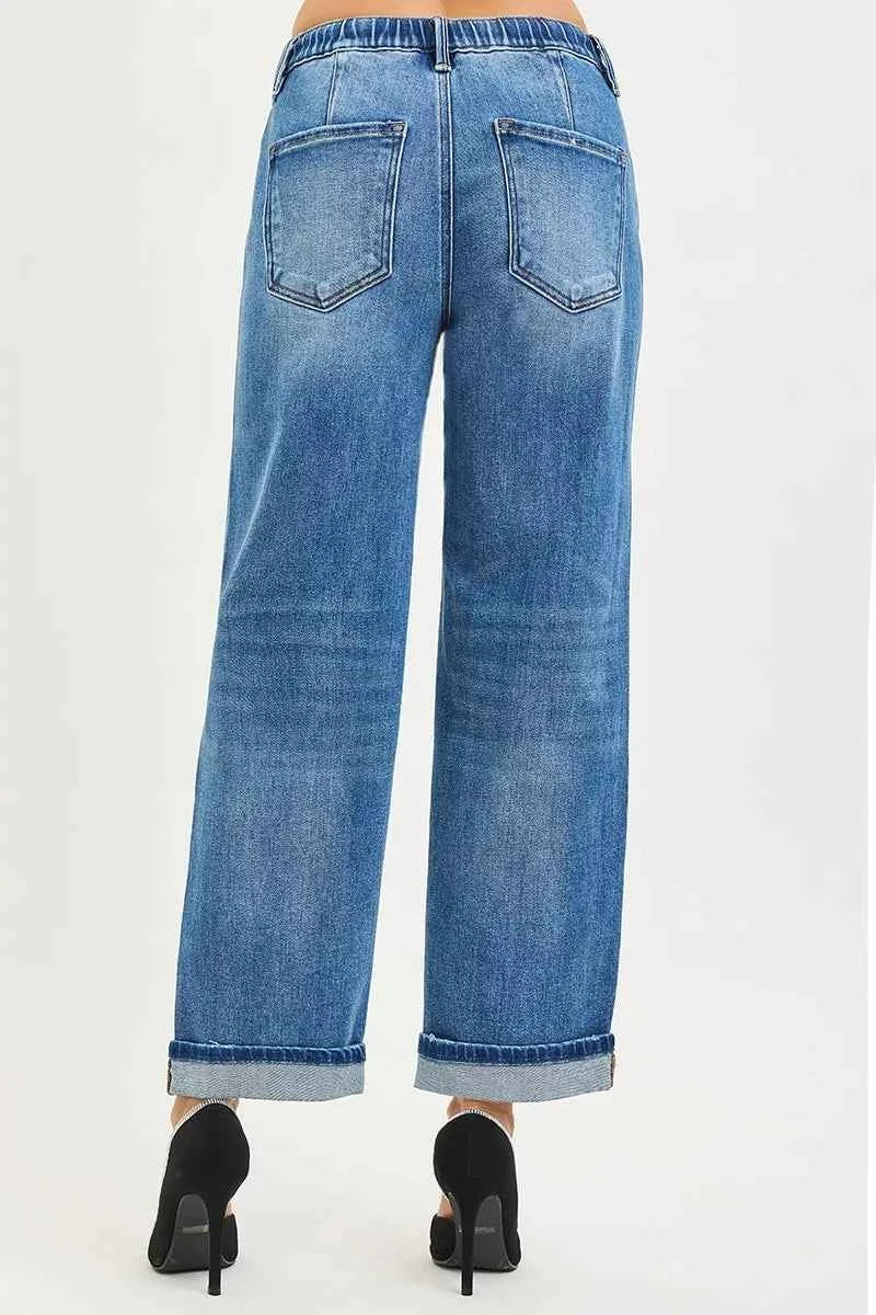 RISEN Elastic Band Slouch Ankle Boyfriend Cuffed Hem Jeans 02715ff1e7c64c9ab41230fd0f2ea0ec-Max-Origin