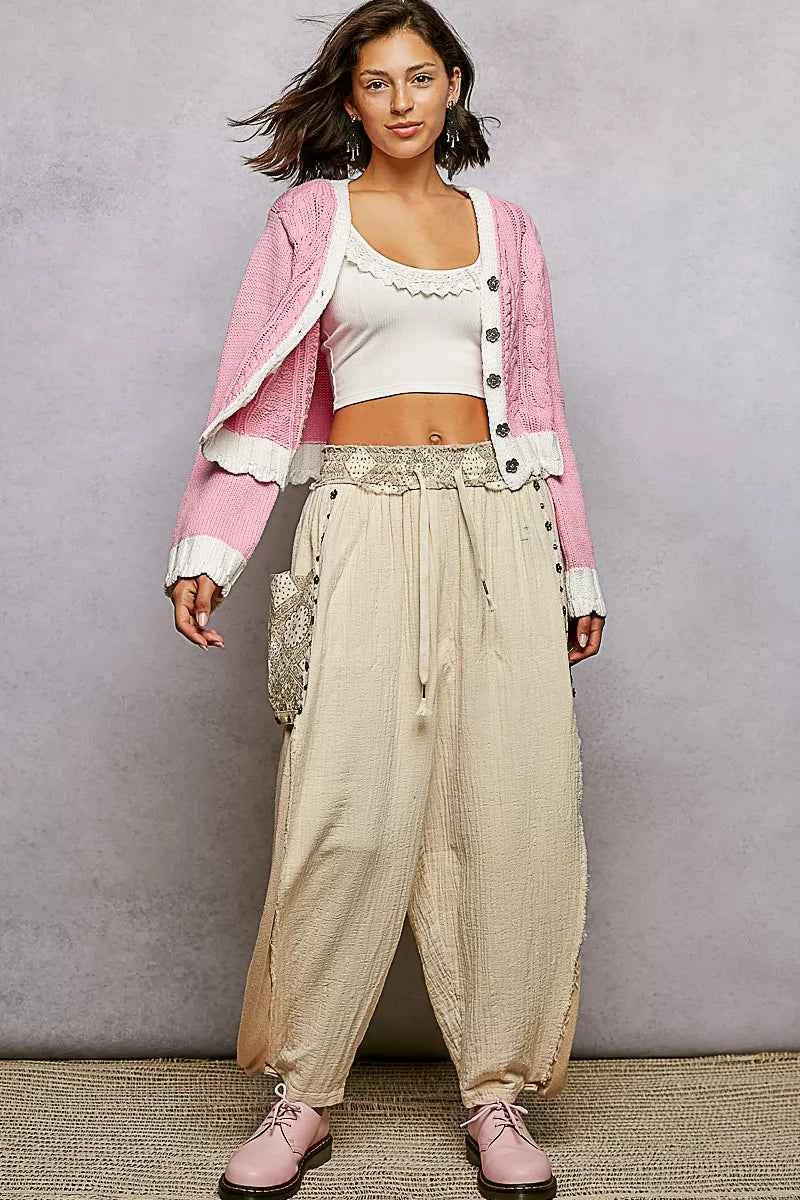 POL Button Down Cable-Knit Cardigan with Contrast Border Accents 02767a4f-7b9a-4ba1-a926-acbce73e507e-Max-Origin