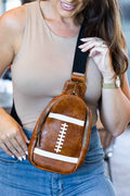 Brown PU Leather Football Mini Crossbody Bag Brown ONE SIZE 100%PU 028b1a81f7d17321