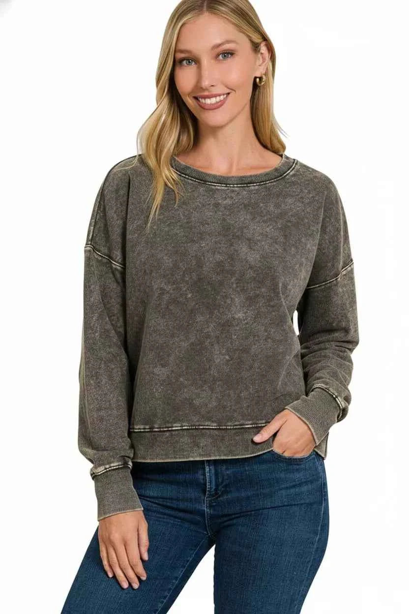 Zenana French Terry Acid Wash Boat Neck Sweatshirt 02968e7e-44f5-4ca3-a86c-01d17b73bc31-Max-Origin