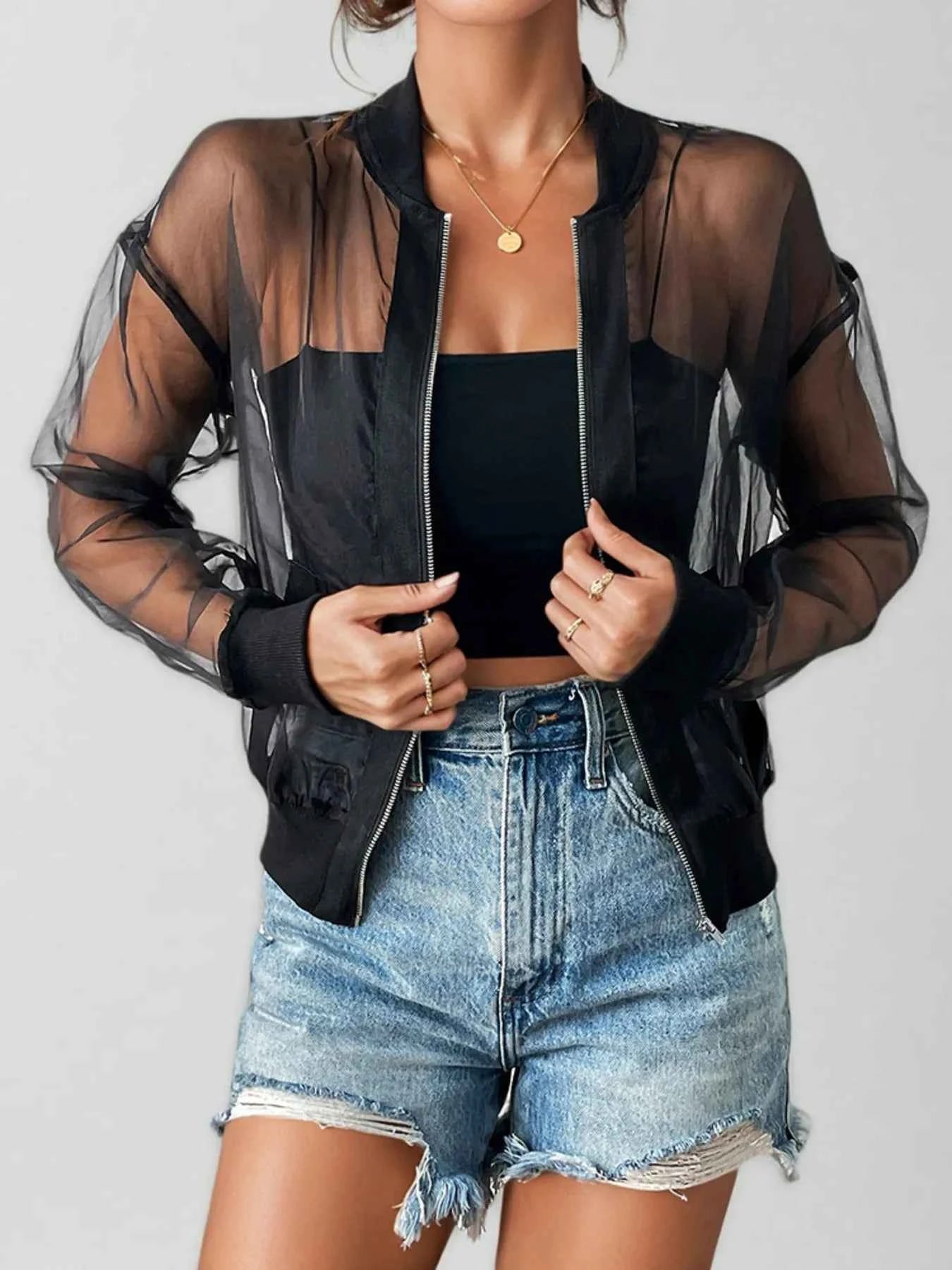 Sheer Mesh Zip Up Jacket Black 029d2914ac954ce790979b701c5dfe0f-Max-Origin