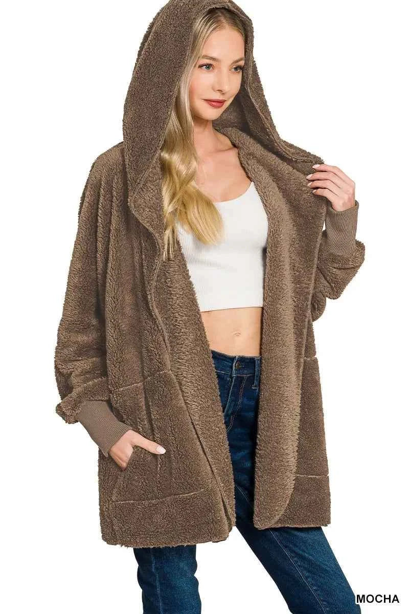 Zenana Hooded Faux Fur Jacket with Pockets MOCHA 02a6d68eb40b4046aed2dcad490485b7-Max-Origin