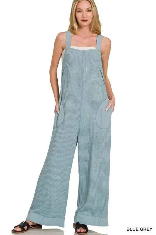 Zenana Knit Waffle Wide Leg Overalls BLUE GREY 02ab393efb3b47f0be0a706a333c04f2-Max-Origin