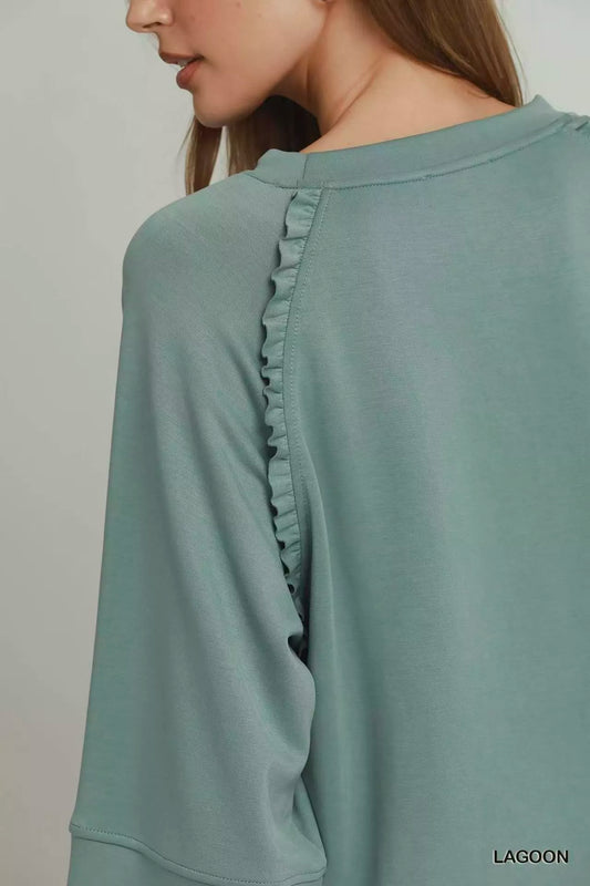 Ruffle Trim 3/4 Raglan Sleeve Top 02ad5327-11b8-48c7-8a33-3a4a71939770-Max-Origin