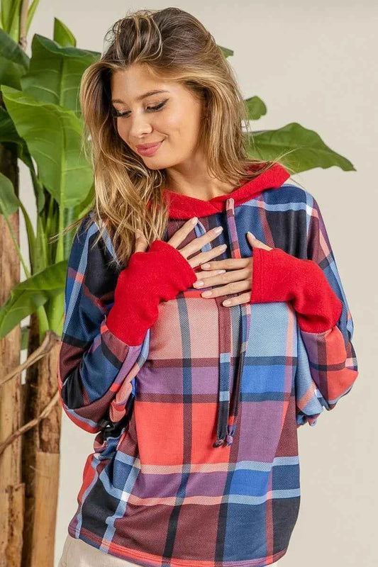 BiBi Plaid Mirr Brushed Rib Contrast Thumb Open Hoodie RED BLUE 02c1042f77b64f11bb20d034e362beb5-Max-Origin