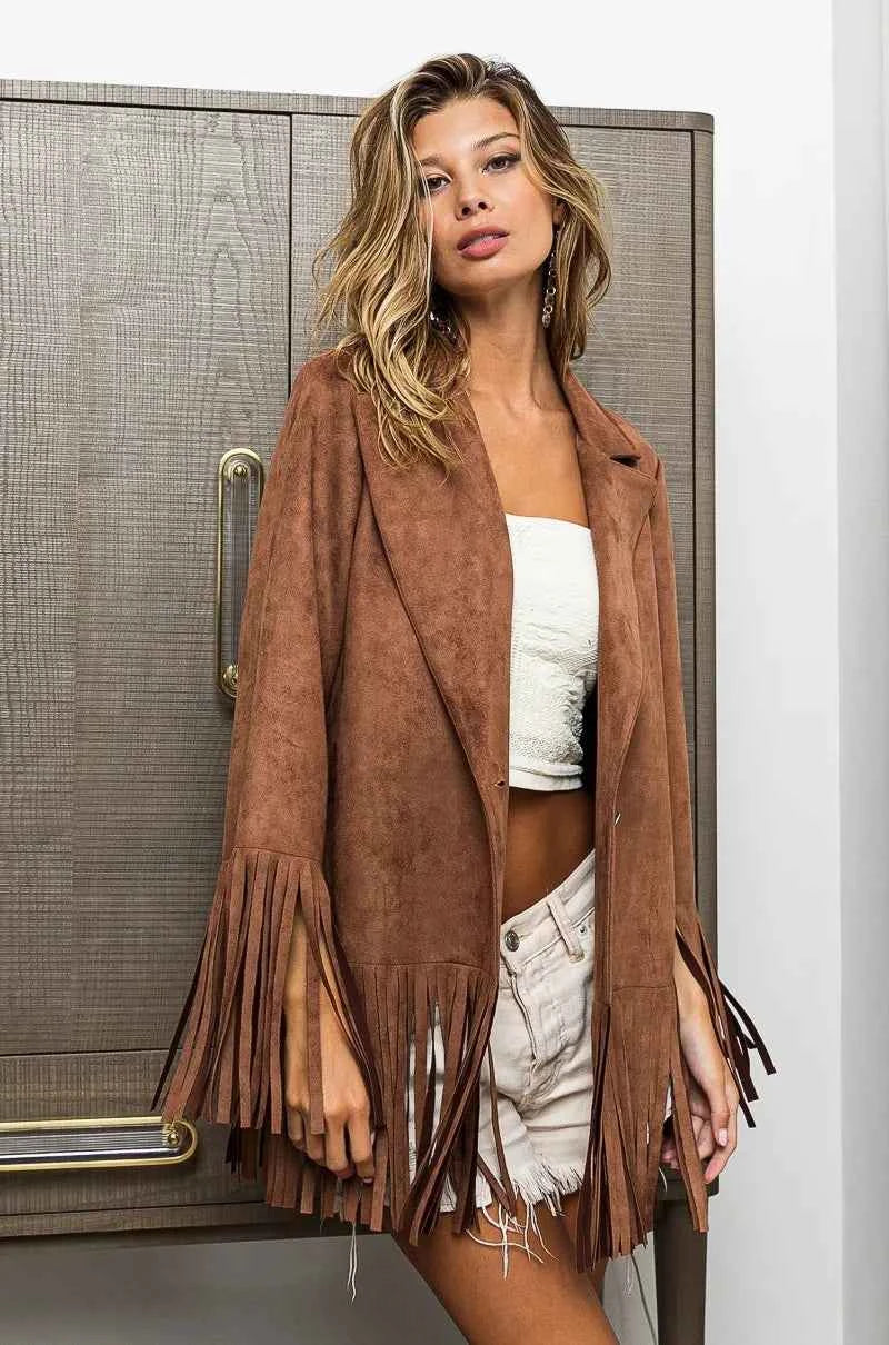 BiBi Suede Single Blazer with Fringed Hem 02c32e7fc5514bc88d77dd98891ca003-Max-Origin