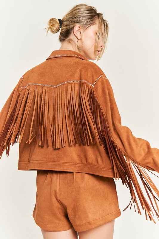 Suede studded fringe jacket JJO5009 02cc6389-4542-4f37-b27a-69127dc95bff
