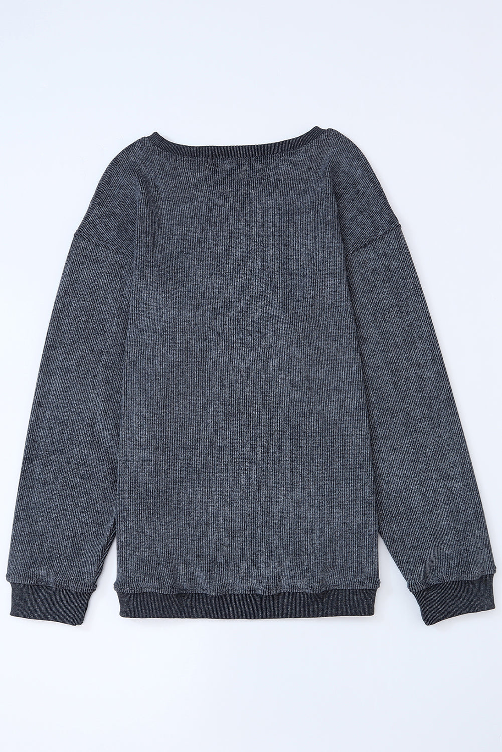 Green Ribbed Round Neck Drop Sleeve Pullover Sweatshirt 02d2efe20d62c47b