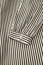 Stripe V Neck Zip Front Cinched High Waist Midi Dress