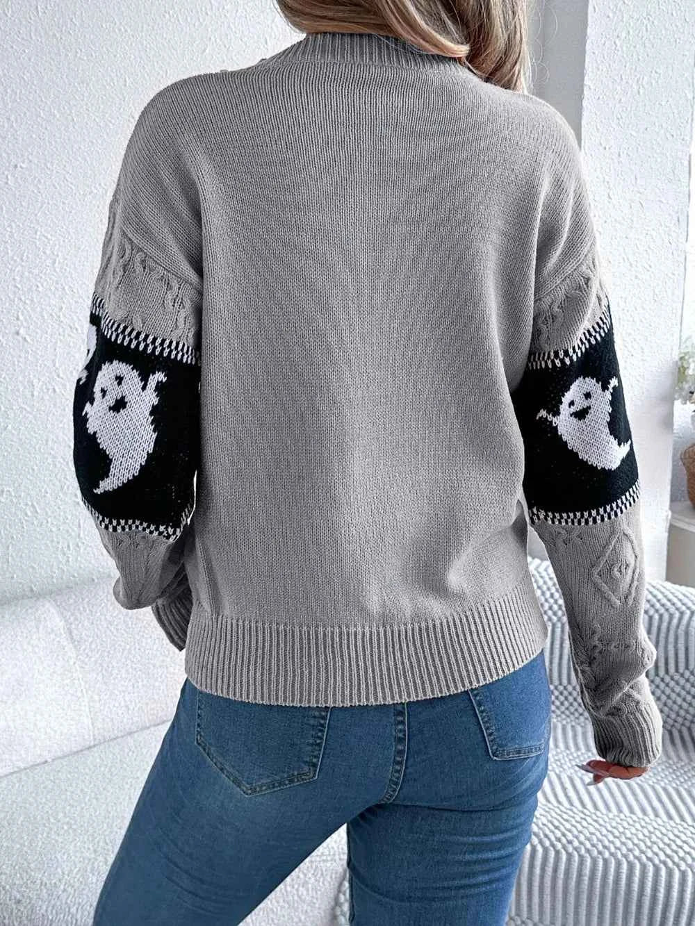 Ghost Round Neck Long Sleeve Sweater 02e02c8c-507d-4442-addc-071f8111425a-Max