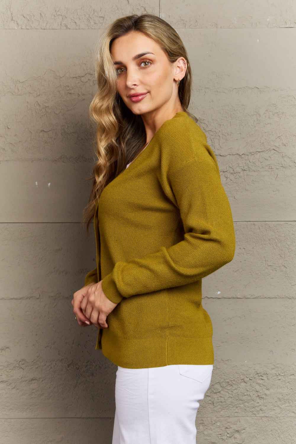 Zenana Kiss Me Tonight Full Size Button Down Cardigan in Chartreuse 02e1455e9ec240838c613ef286ee0670-Max