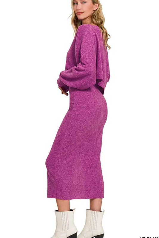 Ribbed Asymmetric Hem and Sleeve Top & Skirt Set 030342a5-667c-454d-81f0-c131e20d841e-Max-Origin