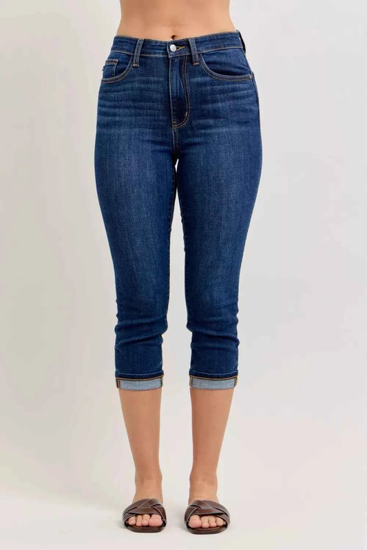Judy Blue High Waist Capri Jeans with Single Cuff DK 0303824ed56144e884f93ad3df79b09c-Max-Origin