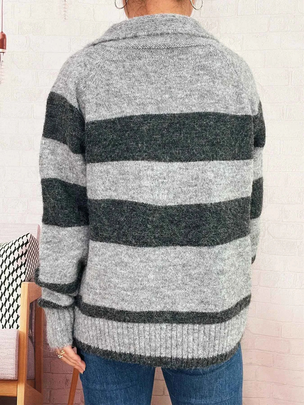 Striped Button-Up Cozy Cardigan 0327792849b2411e8108ce9542a8172c-Max-Origin