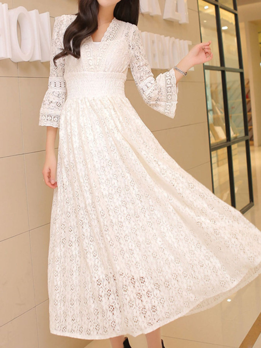 Lace 3/4 Sleeve Midi Dress 0329e8f0-892f-40ad-a087-1eaf05750676-Max
