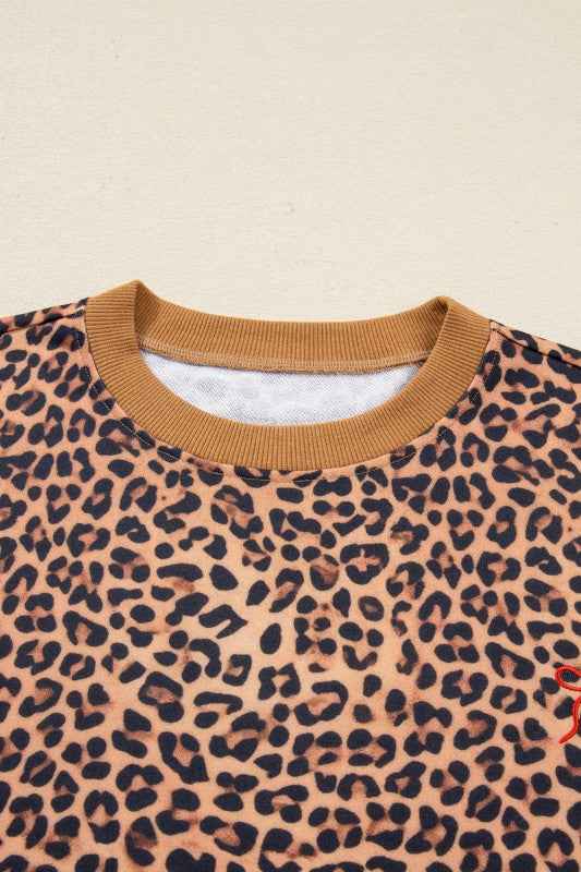 Leopard Bow Embroidered Pullover and Pants Set 0339436c-7434-4207-a30c-5ea796333787