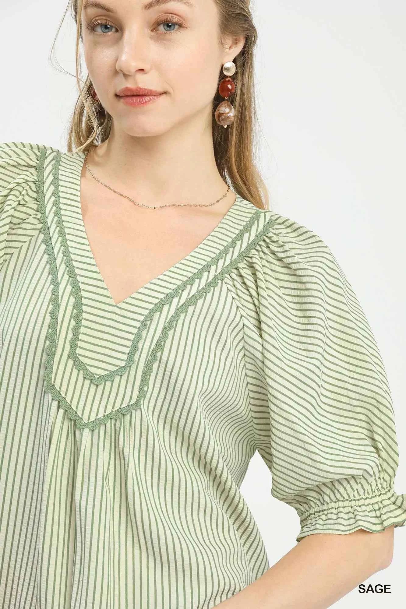 Umgee Stripe V-Neck Blouse 033bbe39-4498-44f8-a0dd-6ddbd9f5f0ff-Max-Origin