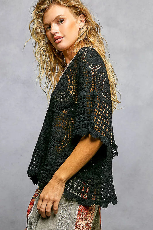V-Neck Crochet Top with Scalloped Hem 03440755-07d6-4016-9c9c-630d88f406d8-Max-Origin