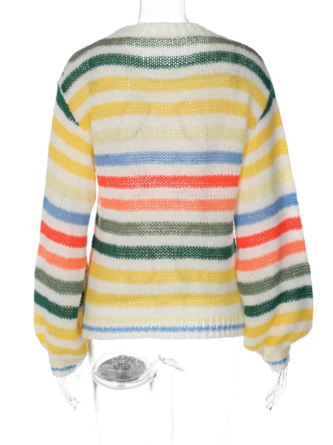 Colorful Abstract Pattern Striped Sweater