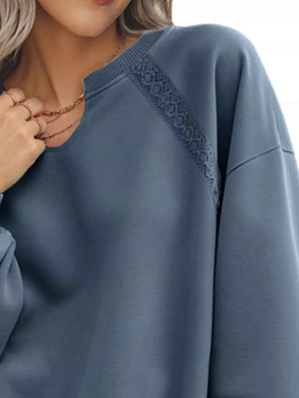 Lace Detail Notched Long Sleeve Sweatshirt 03543c45-f4c1-445d-9876-fd8f401270e4-Max-Origin