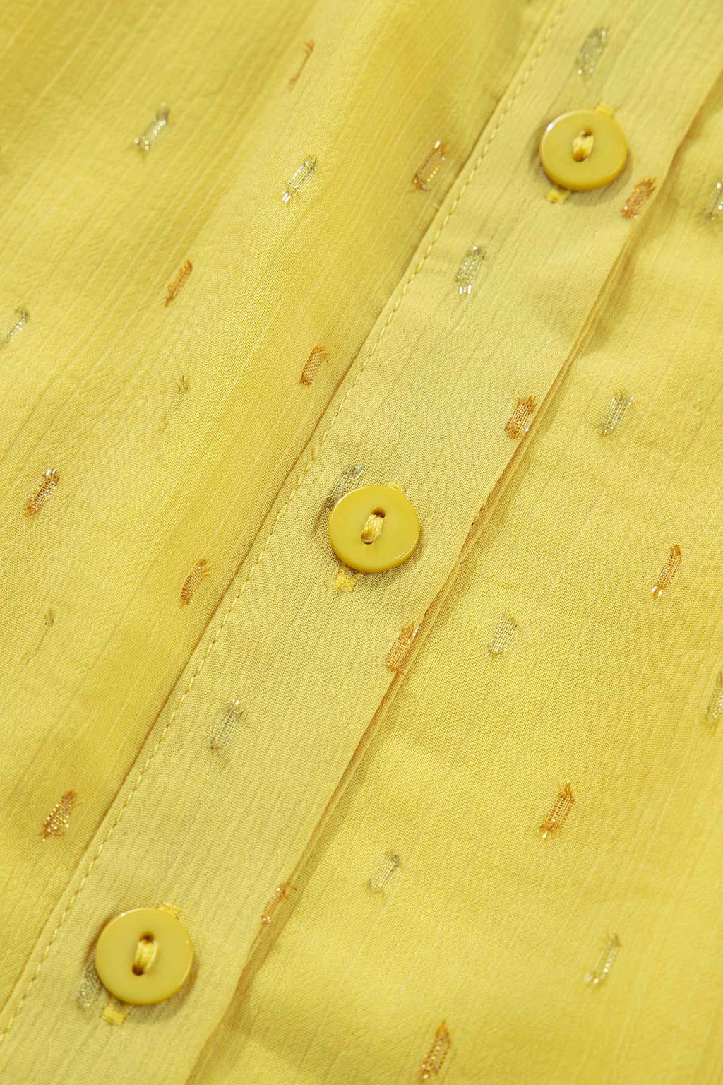 Yellow Cream Metallic Jacquard Short Sleeve Shirt 03548d2b91055772