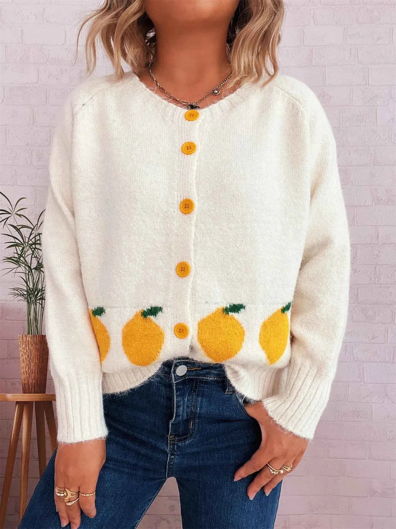 Lemon Pattern Button-Up Cardigan 035cf67cbf324526b856dfce2bfb4926-Max-Origin
