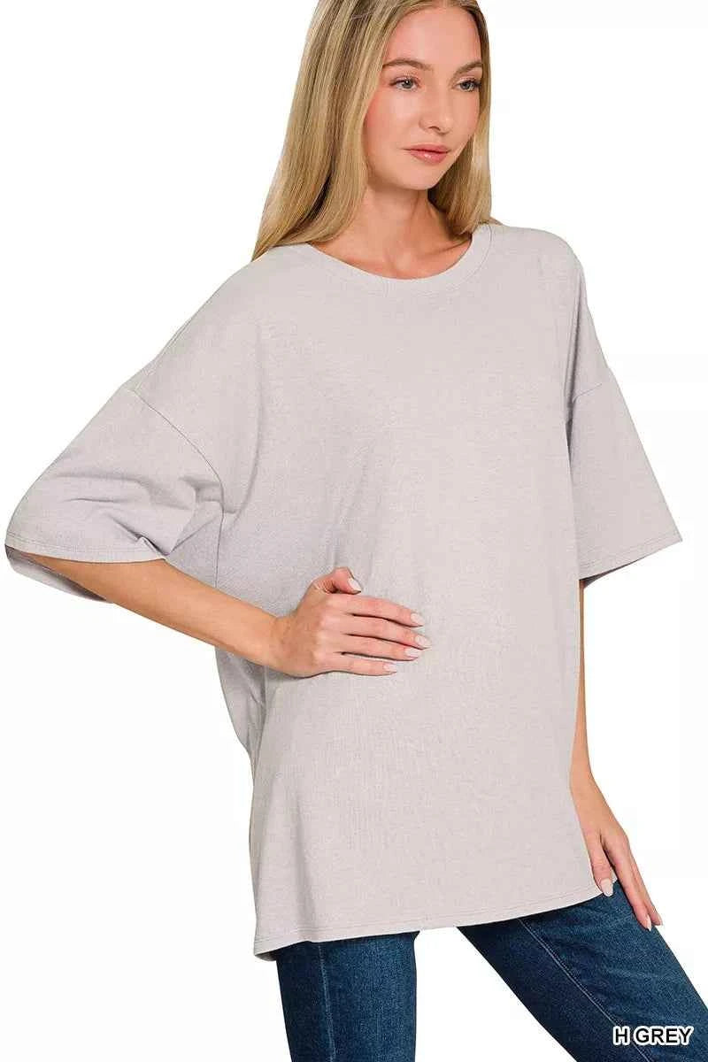 Zenana Cotton Short Sleeve Oversized Tunic Tee H GREY 035ecd5424a747af878e42899daade9a-Max-Origin