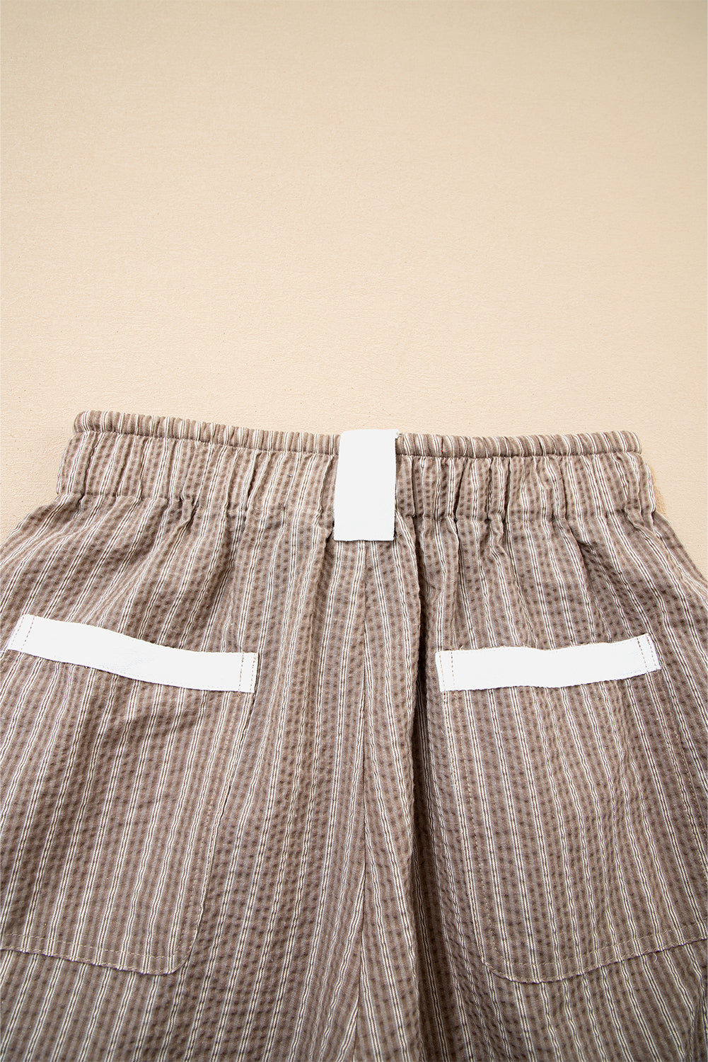 Brown Striped Pocket Knot Detail Lantern Pants 036596d9fbd686d2
