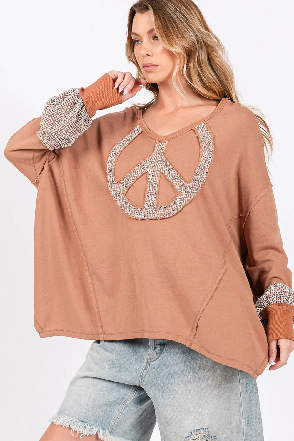 SAGE + FIG Peace Sign Mineral Wash Terry Top 036d26fc-e954-48bd-a9c4-2472d8e8b4b1-Max