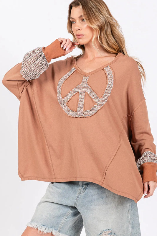 SAGE + FIG Peace Sign Mineral Wash Terry Top 036d26fc-e954-48bd-a9c4-2472d8e8b4b1-Max