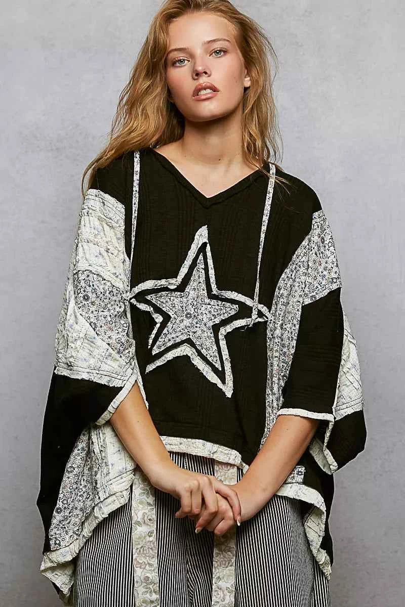 POL Floral Star Patch Hooded Blouse with Lace Contrast Detail 036ef1fe-f6e8-46ba-b5c6-6419426d4fdb-Max-Origin