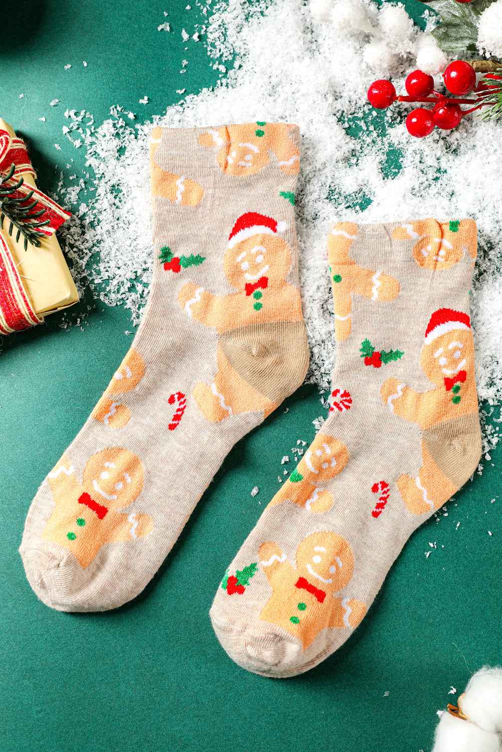 Parchment Christmas Gingerbread Man Socks Parchment ONE SIZE 100%Polyester 03712b1474d37afb