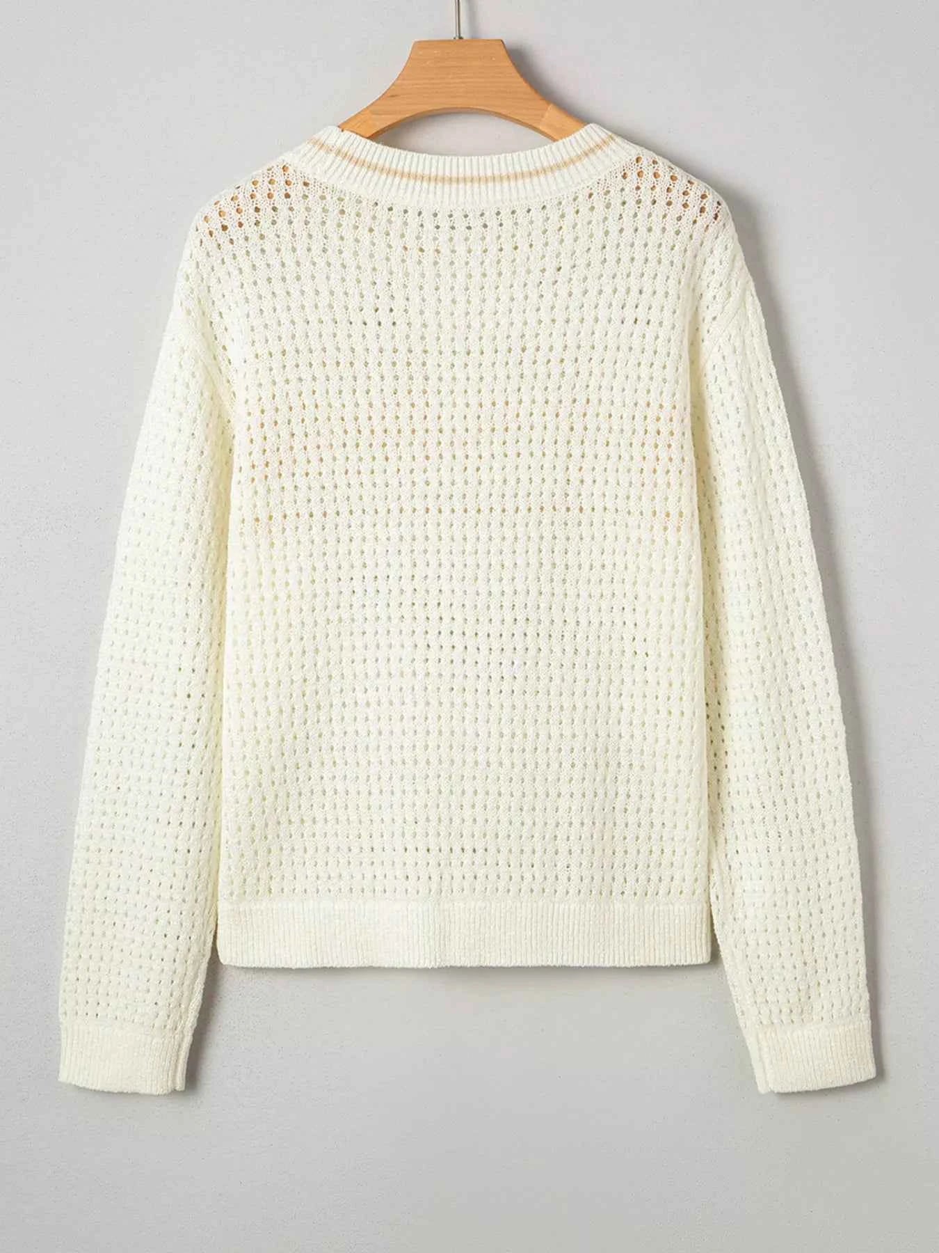 BEACH Hollow Out Knitted Lightweight Dolman Sweater