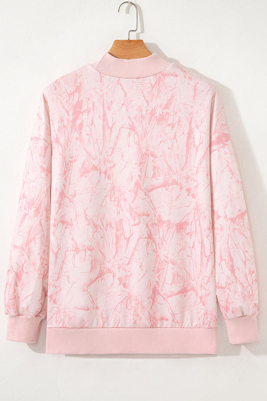 Pink Tie Dye Camo Embroidered Bow Game Day Mock Neck Sweatshirt 038ca978bd76c1a3