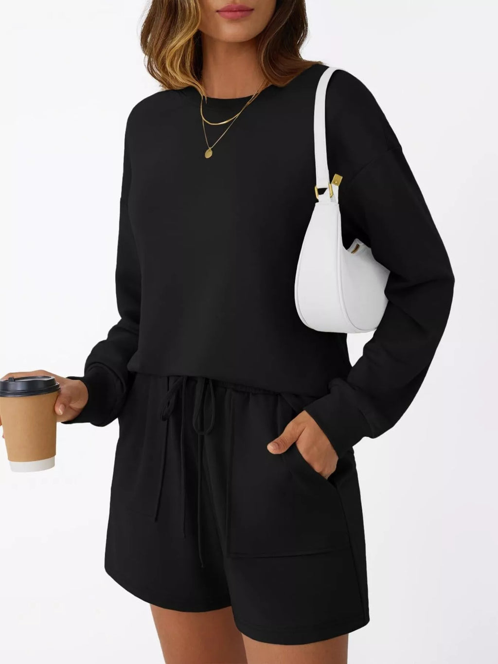 Round Neck Long Sleeve Top and Shorts Set 038eac9d658f4451b84b593a2242fecd-Max-Origin