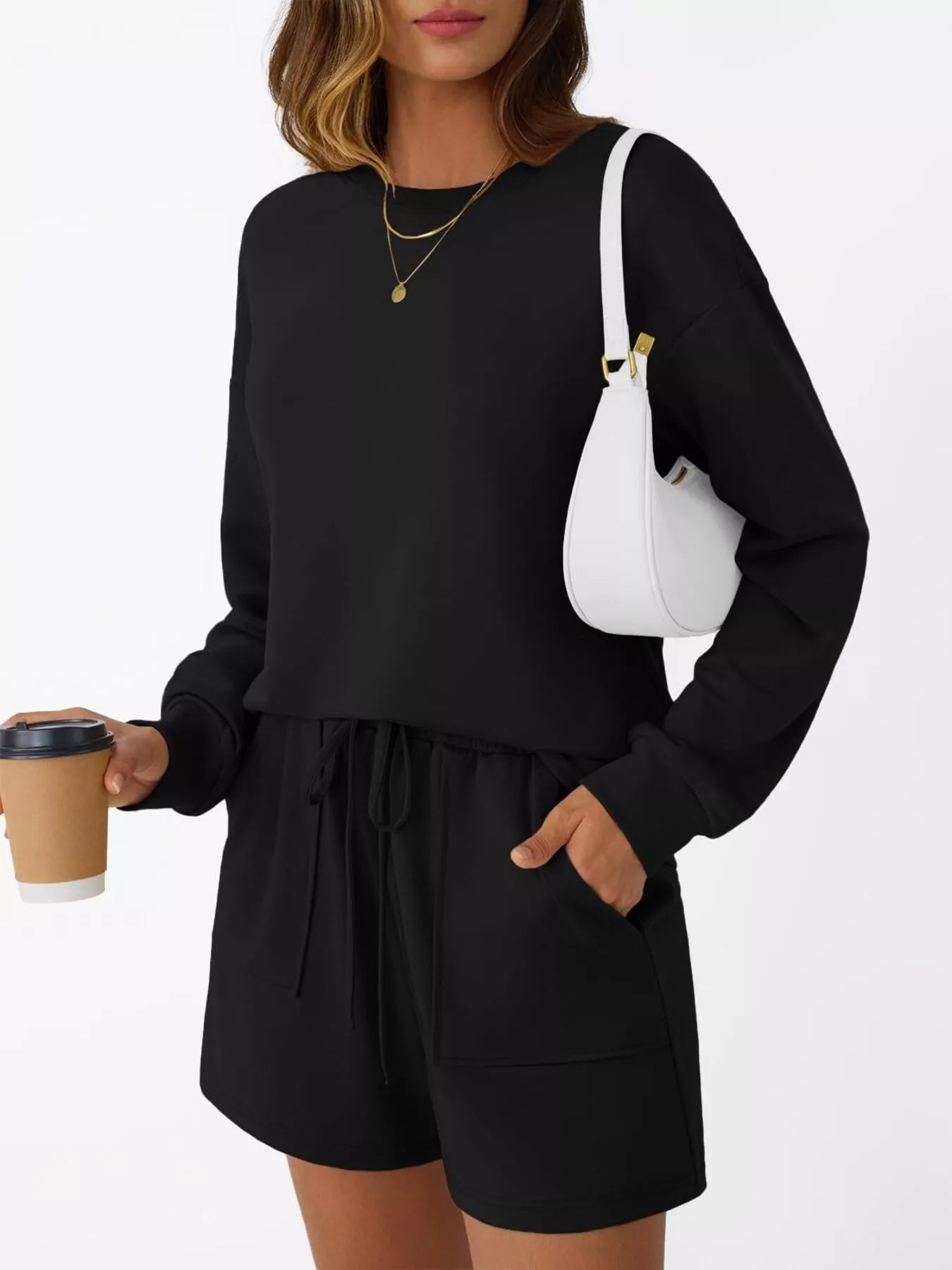 Round Neck Long Sleeve Top and Shorts Set 038eac9d658f4451b84b593a2242fecd-Max-Origin