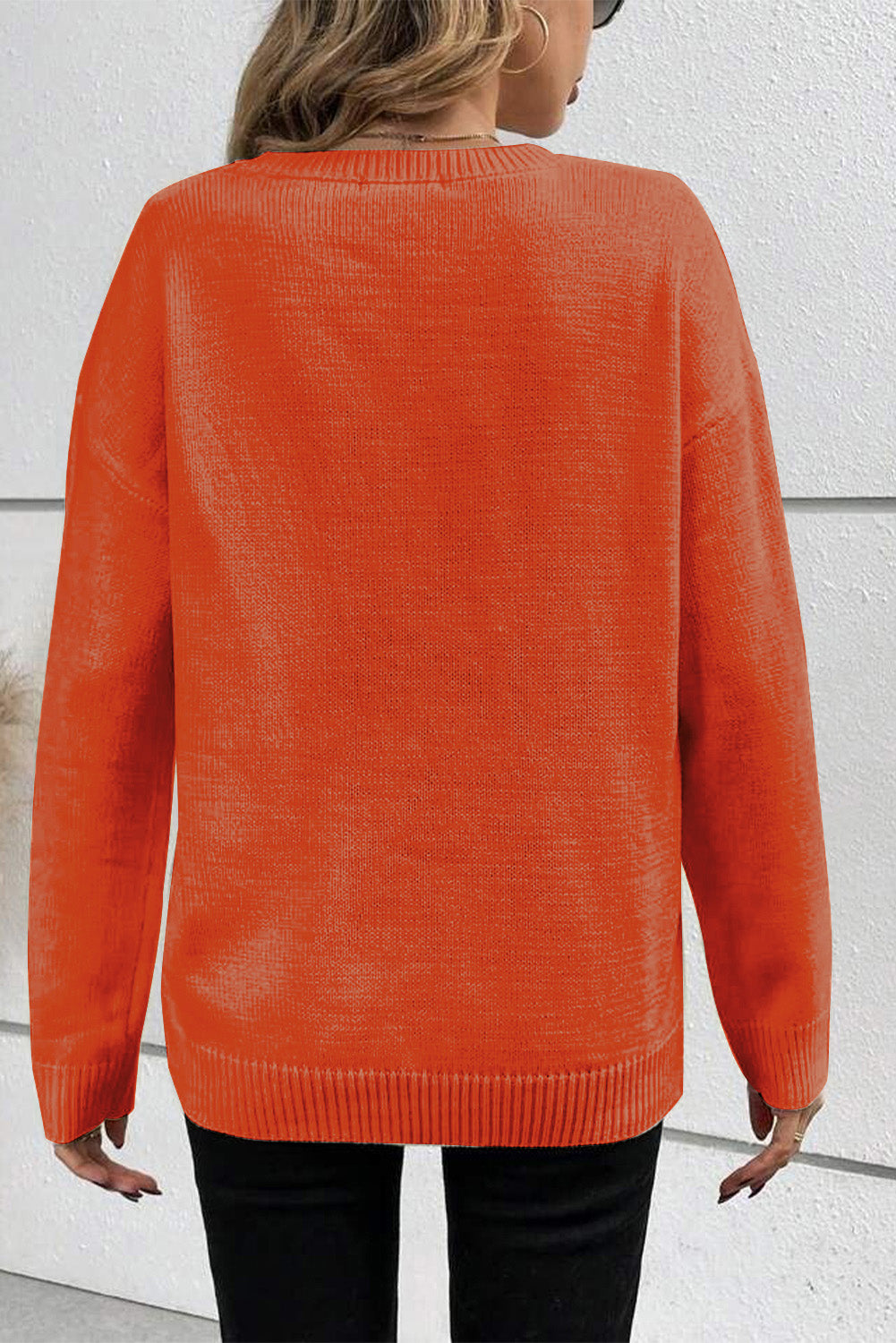 Orange Halloween Boo Drop Shoulder Knit Sweater 038ff3e898bf78d7