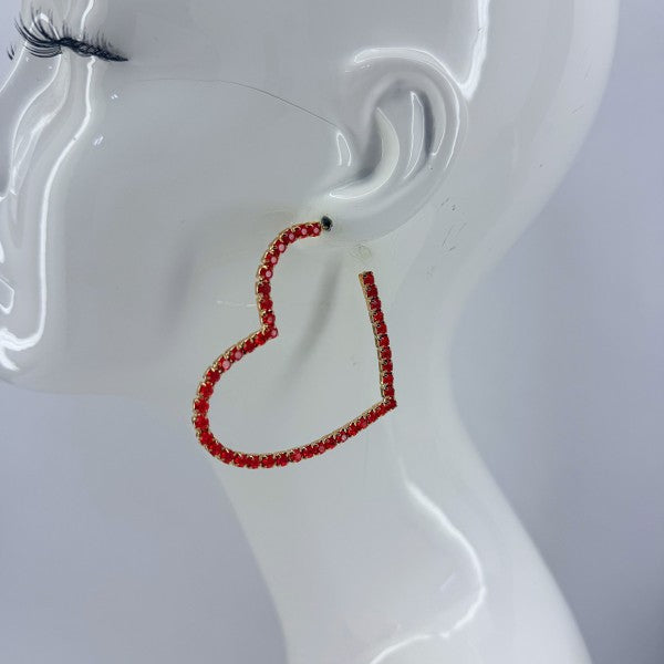 Hoop Rhinestones Heart Shape Earrings 0398cb09-5a46-434e-83de-8bac78e5d1ab