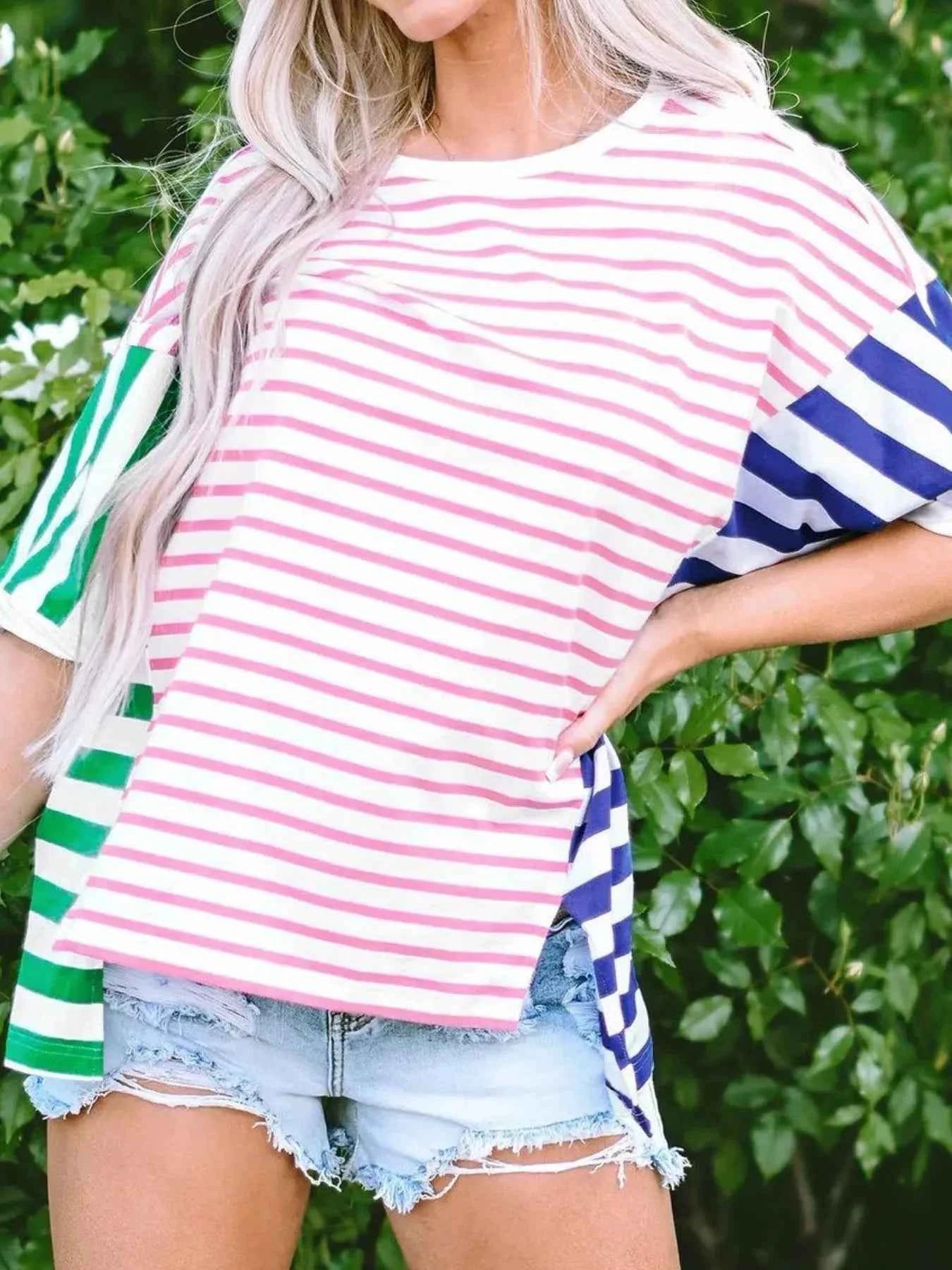 Colorful Striped Oversized T-Shirt 039b71f8-b10d-40d3-bdf8-f9b99b39a071-Max-Origin