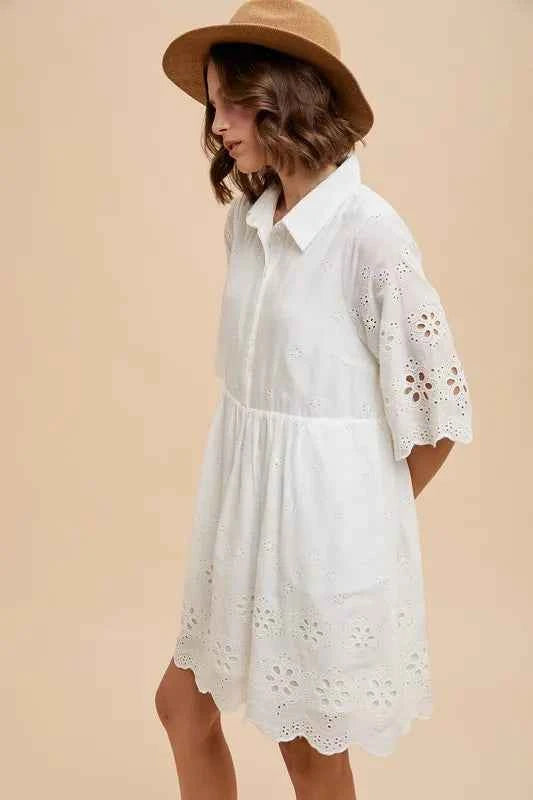 Embroidered Scallop Edge Detail Mini Shirt Dress 03be267678a1409cbf828644c86062df-Max-Origin