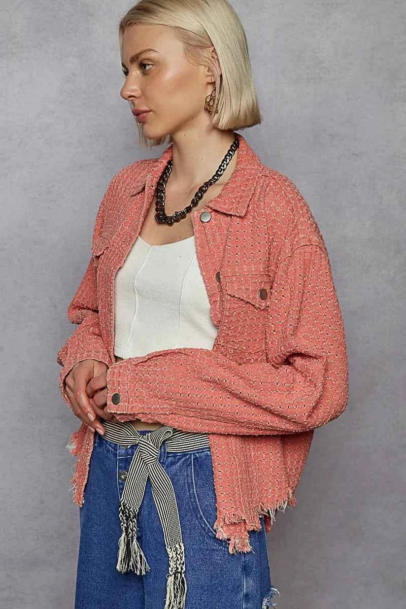 POL Raw Hem Button Up Jacket with Chest Pockets 03cd0fbb-00e1-4803-b430-a170cea4d231-Max-Origin
