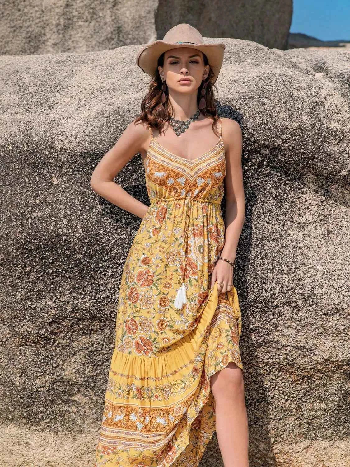 Tassel Printed Tiered Cami Dress Gold 03d2388b-0dc5-4386-a500-7e3b79e70c63-Max-Origin